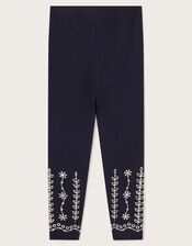 Sequin Broderie Leggings, Blue (NAVY), large