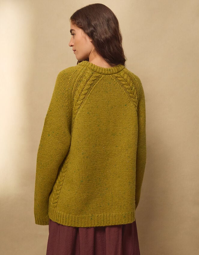 East Ami Cable Knit Jumper, Green (LIME), large
