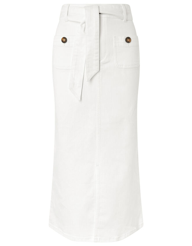 Clare Denim Midi Skirt, Natural (ECRU), large