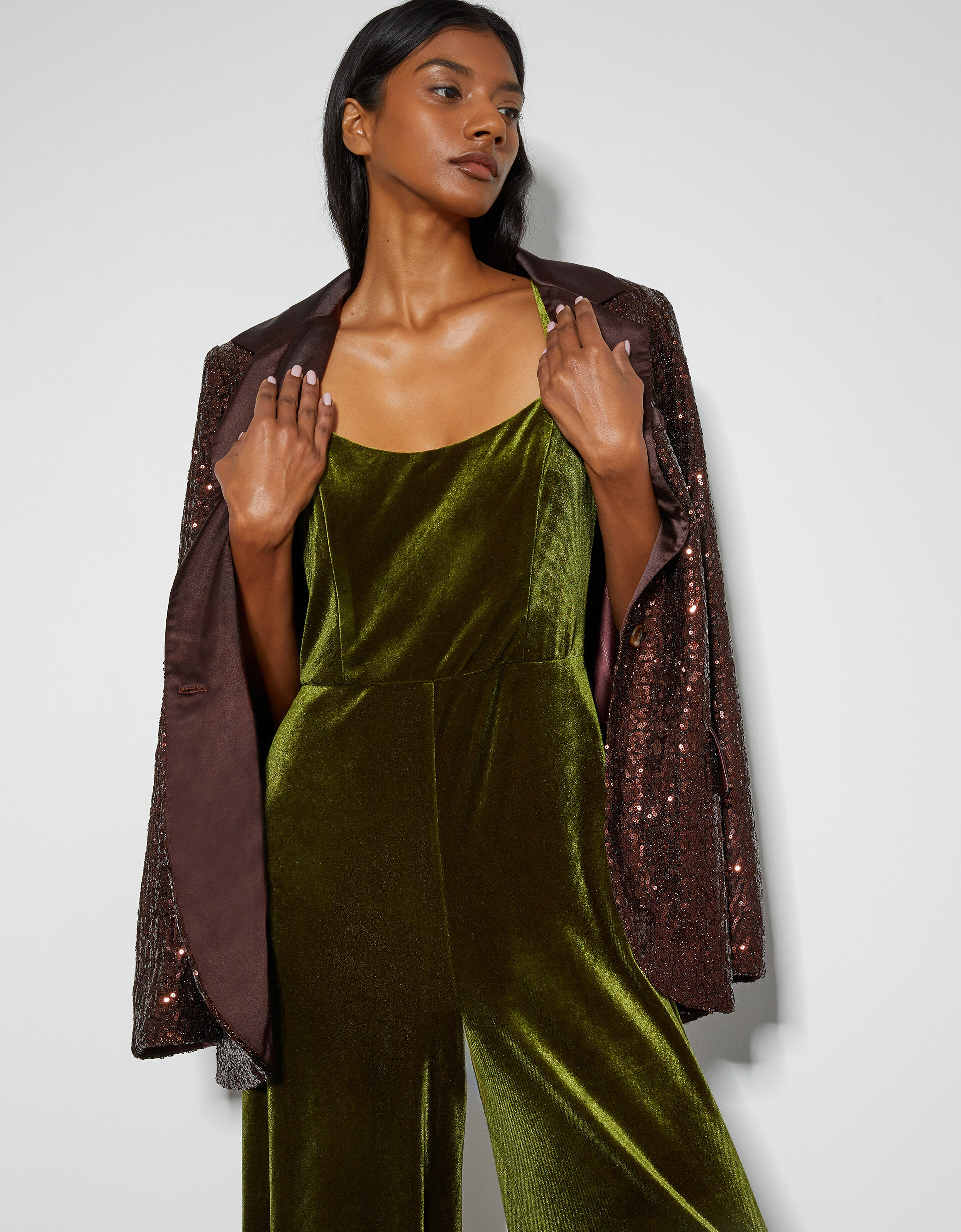 Monsoon velvet jumpsuit cheap