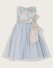 Baby Bennie Bow Jacquard Dress, Blue (BLUE), large