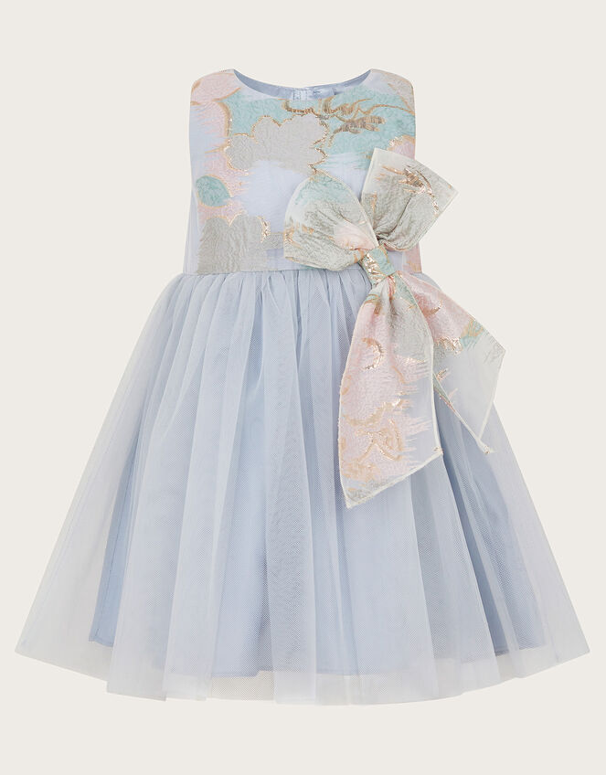 Baby Bennie Bow Jacquard Dress, Blue (BLUE), large