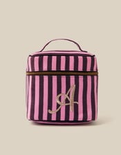Initial Stripe Velvet Vanity Case, Multi (MULTI), large