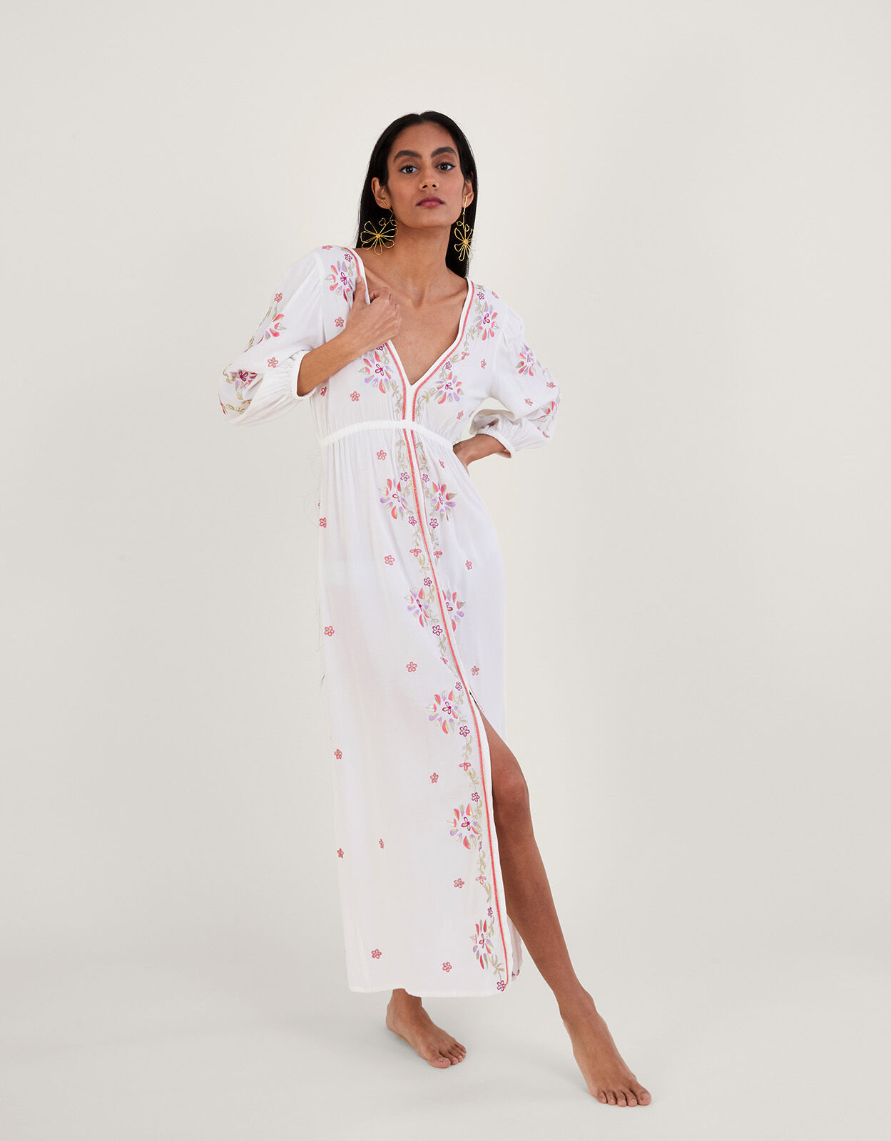 Maddie embroidered maxi dress blush store