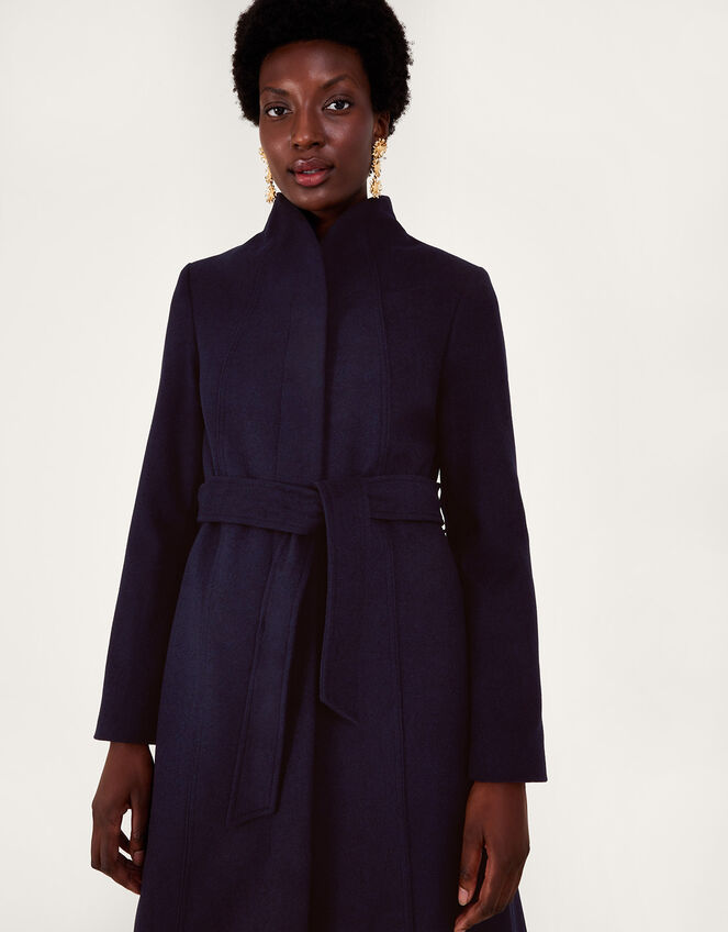 Saskia Belted Coat, Blue (MIDNIGHT), large