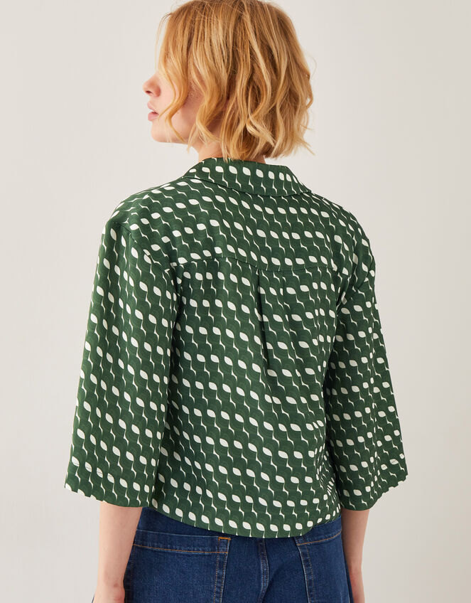 Maren Geometric Print Shirt, Green (GREEN), large