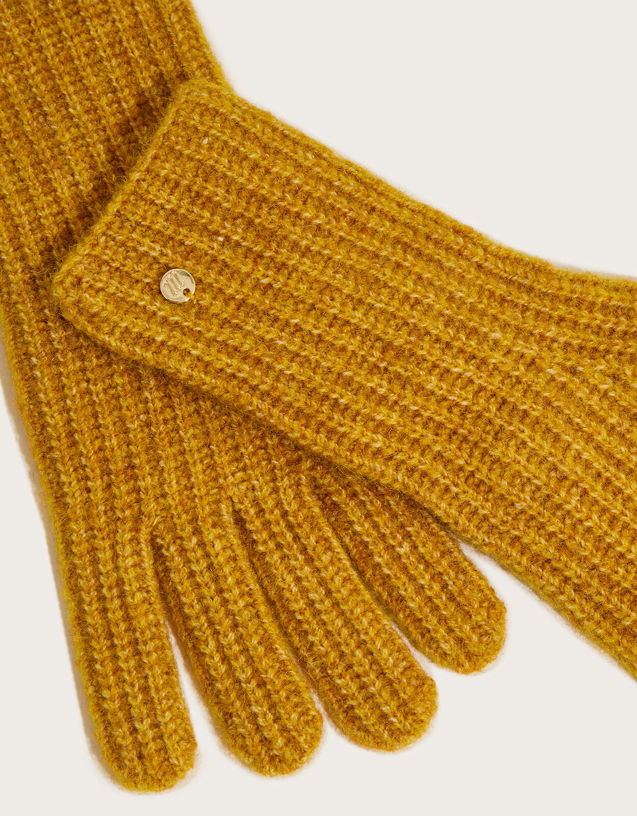 Yellow knit gloves deals