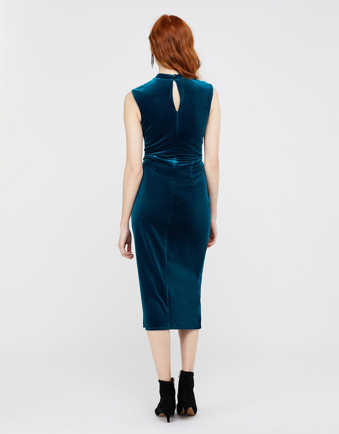 Shelby Twist Velvet Shift Dress, Teal (TEAL), large