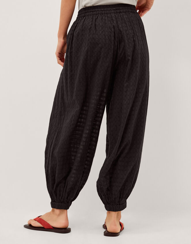 Nora Textured Cotton Balloon Trousers, Black (BLACK), large