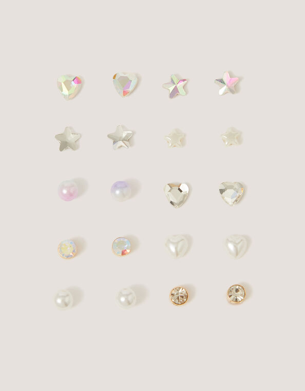 10-Pack Star & Heart Stud Earrings, , large