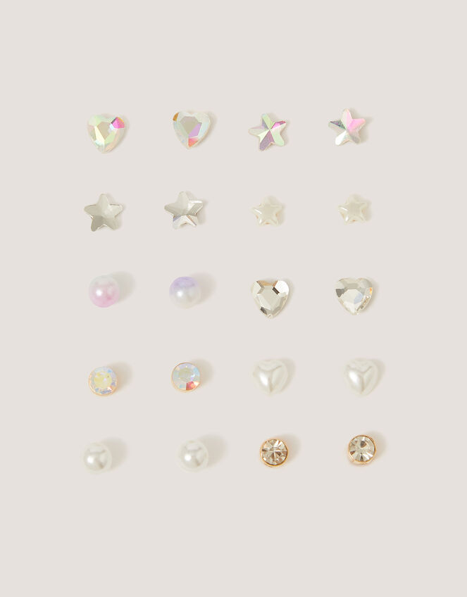 10-Pack Star & Heart Stud Earrings, , large