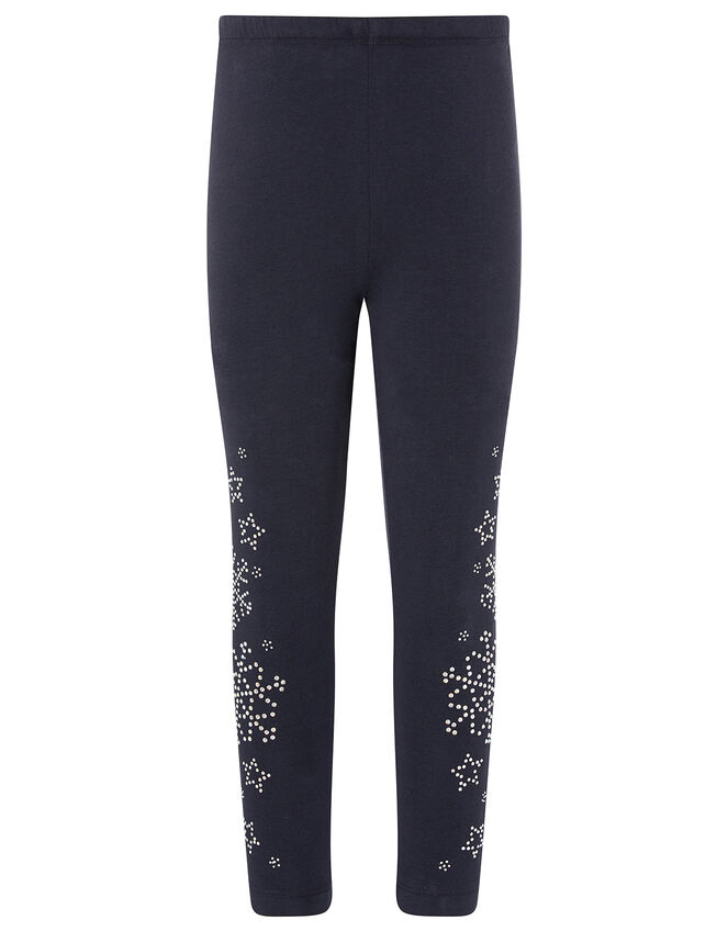 Embellished Snowflake Leggings Blue, Girls' Trousers & Leggings