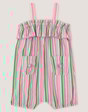 Baby Frill Stripe Playsuit , Green (GREEN), large