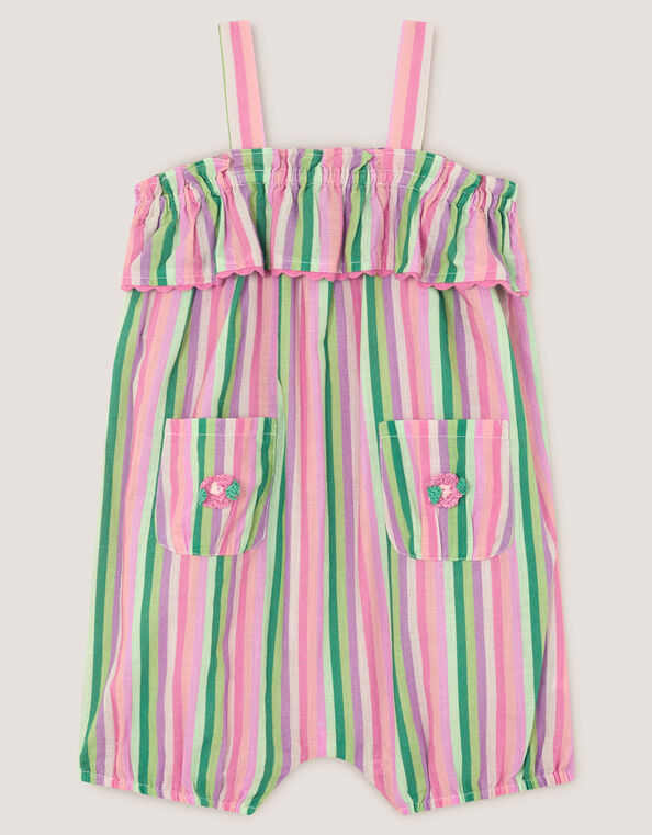 Baby Frill Stripe Playsuit , Green (GREEN), large