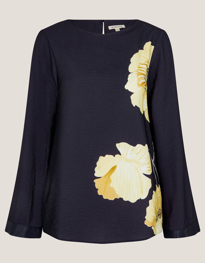 Fearne Long Sleeve Floral Top, Blue (NAVY), large