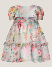 Baby Puff Sleeve Floral Chiffon Party Dress, Multi (MULTI), large