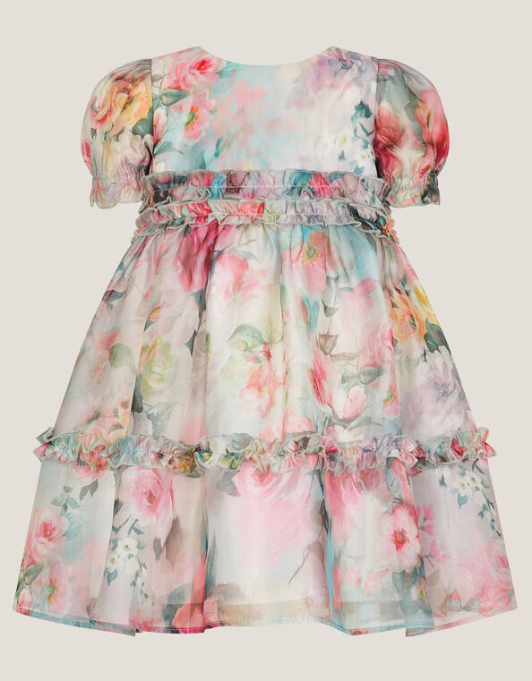 Baby Puff Sleeve Floral Chiffon Party Dress, Multi (MULTI), large