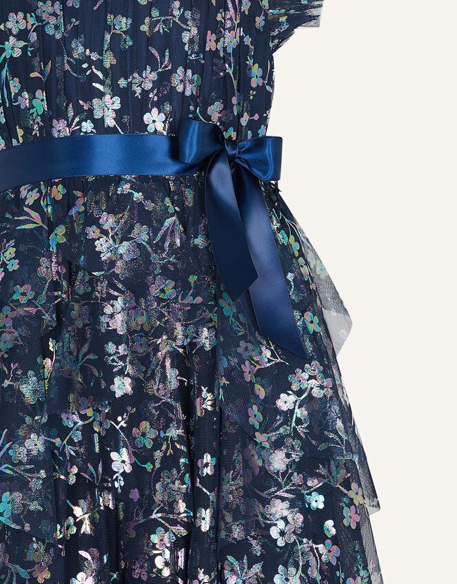 Floral Foil Print Dress, Blue (NAVY), large