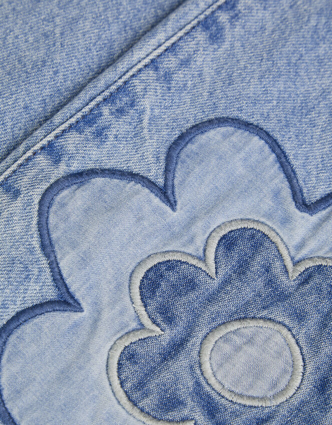 Flower Denim Jeans, Blue (BLUE), large