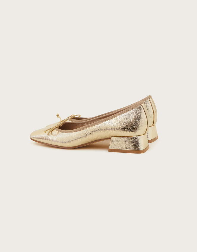 Squared-Toe Block Heels, Gold (GOLD), large