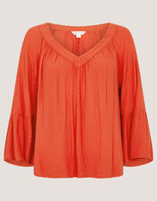 Kallie Dobby Blouse, Orange (ORANGE), large