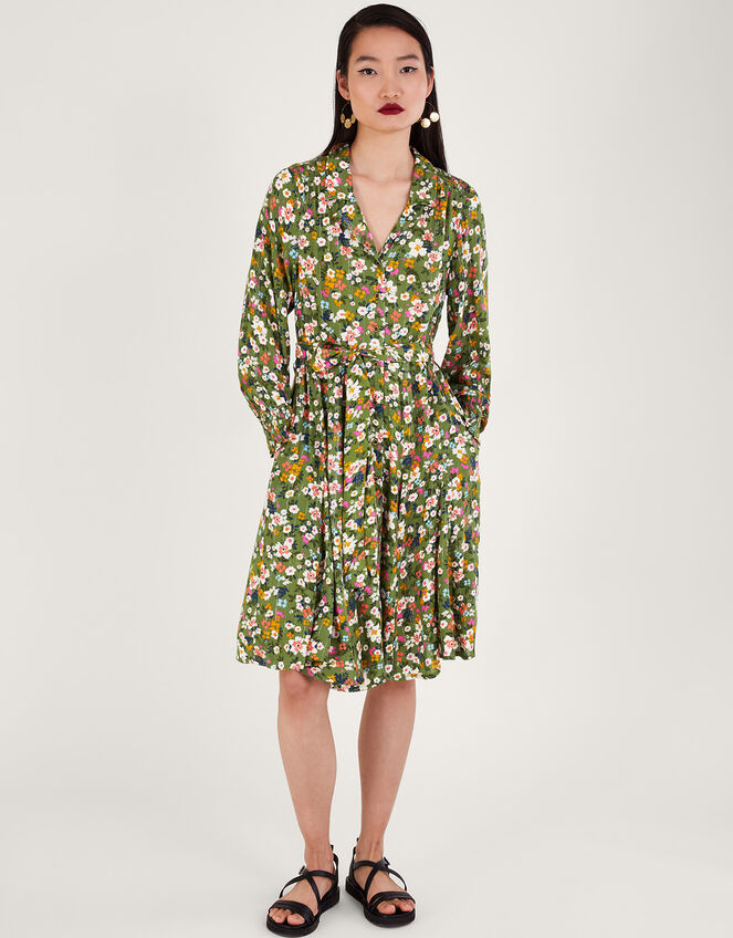 Ditsy Floral Dress, Green (GREEN), large