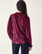 Denva Devoré V-Neck Blouse, Red (BERRY), large