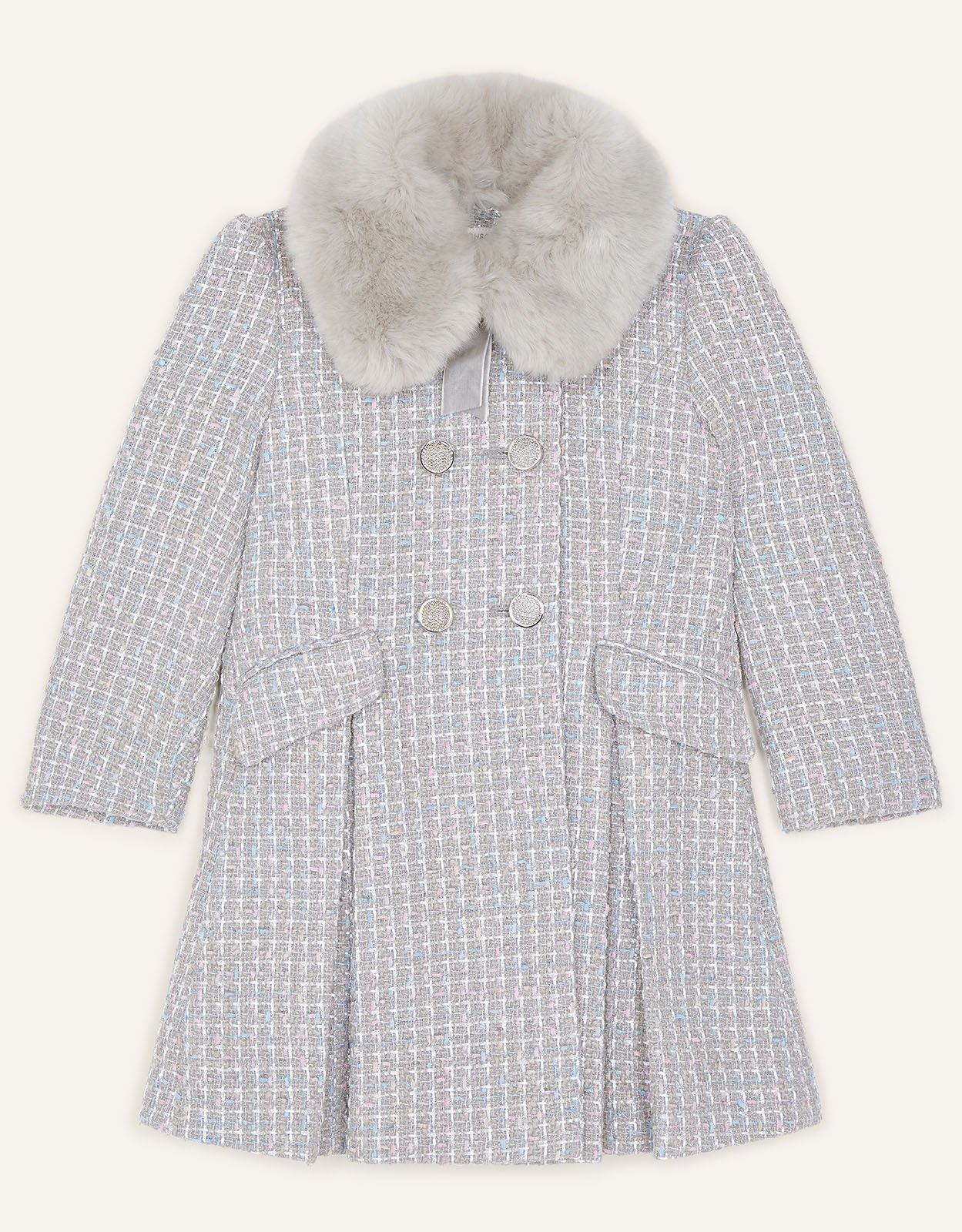 Girls faux fur collar coat outlet