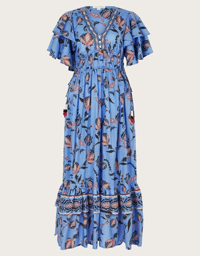 Clara Frill Dress, Blue (BLUE), large