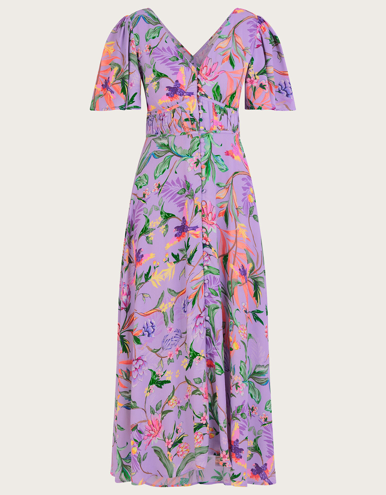 Calypso Print Midi Dress in Sustainable Viscose Purple