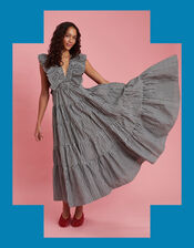 Sundress Shandrani Gingham Maxi Dress, Black (BLACK WHITE), large