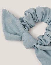 Denim Bow Hair Scrunchie, , large