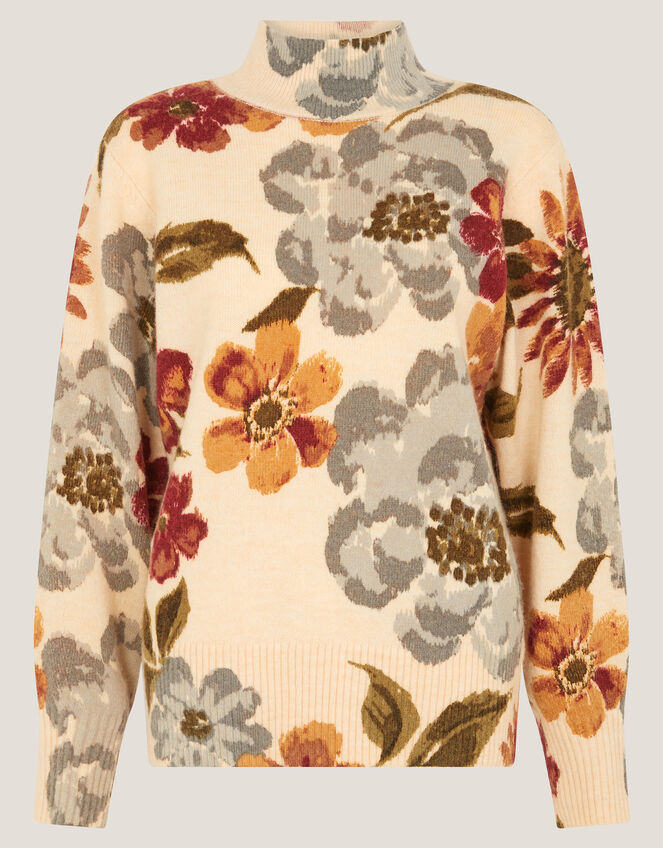 Olive High Neck Floral Jumper Ivory