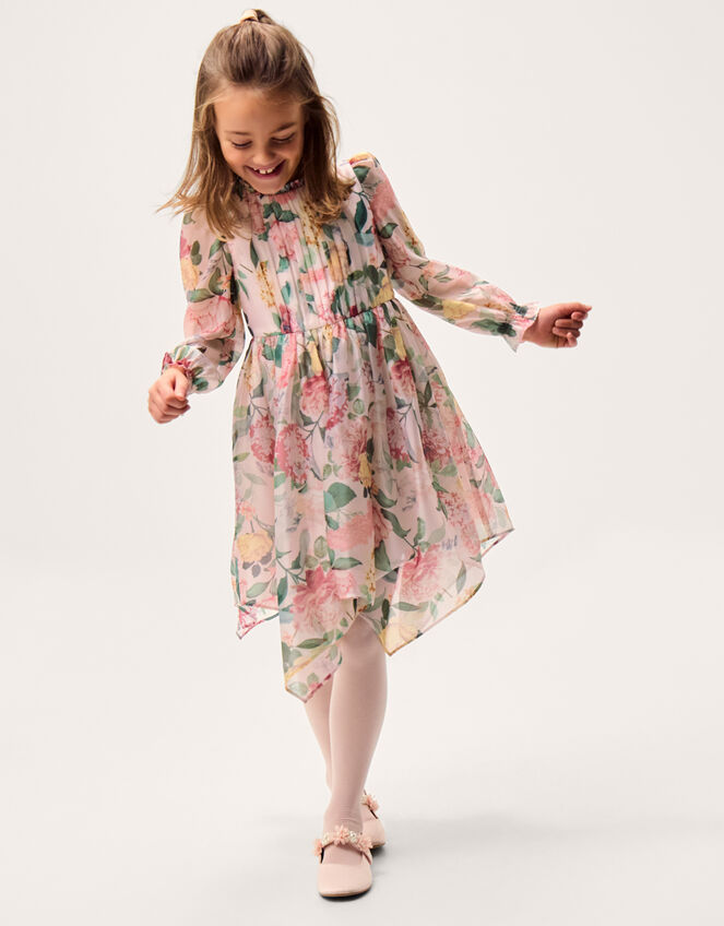 Agnes Long Sleeve Floral Chiffon Dress , Multi (MULTI), large