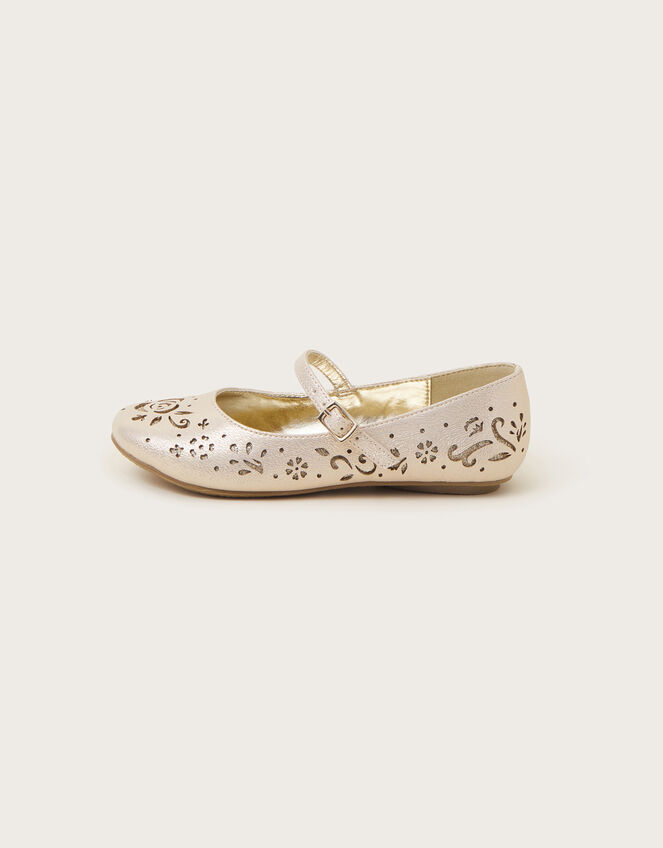 Cutwork Ballet Flats, Gold (GOLD), large