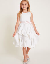 Sleeveless Cancan Ruffle Dress, Ivory (IVORY), large