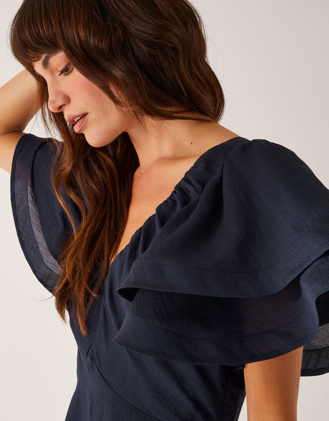 Patricia Ruffle Sleeve Midi Dress, Blue (NAVY), large