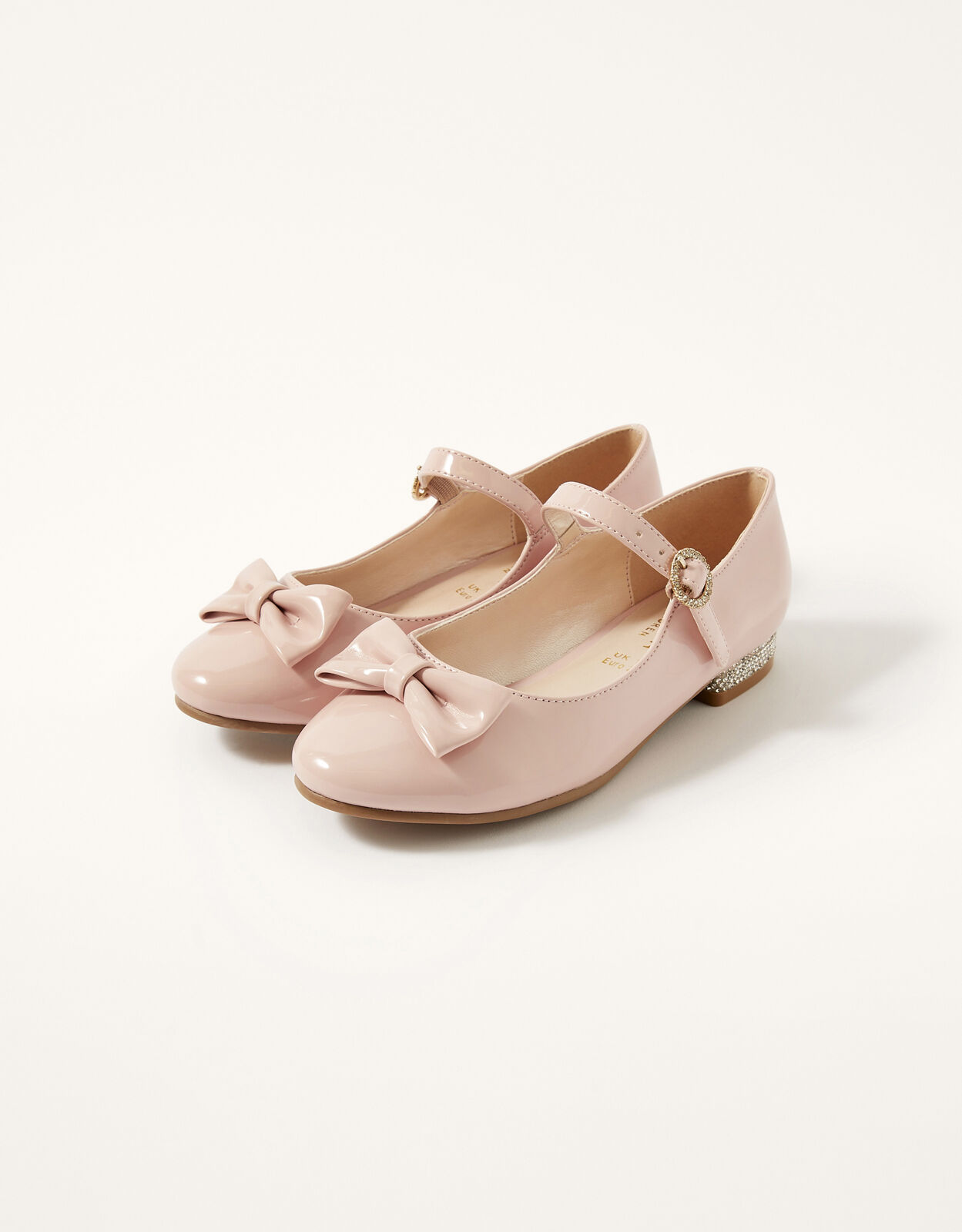 Patent Diamante Mini Heels Pink
