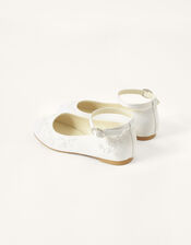 Embroidered Communion Ballerina Flats, White (WHITE), large