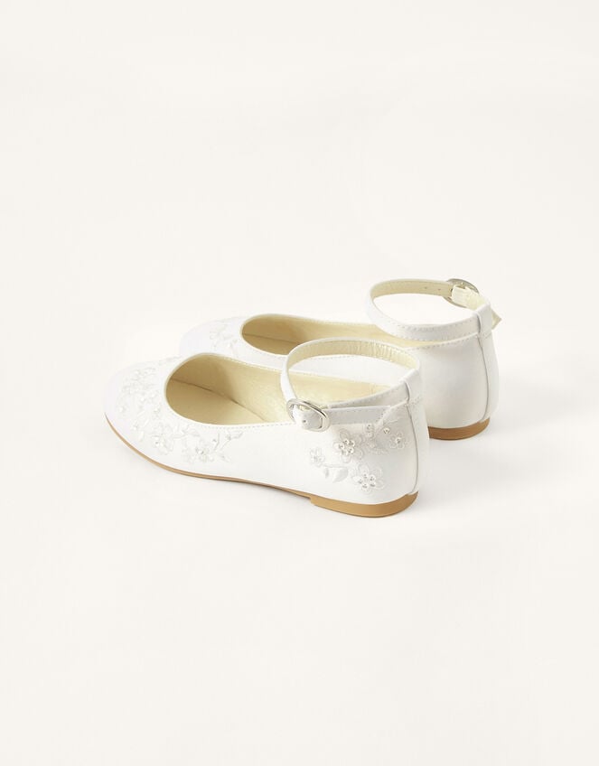 Embroidered Communion Ballerina Flats, White (WHITE), large