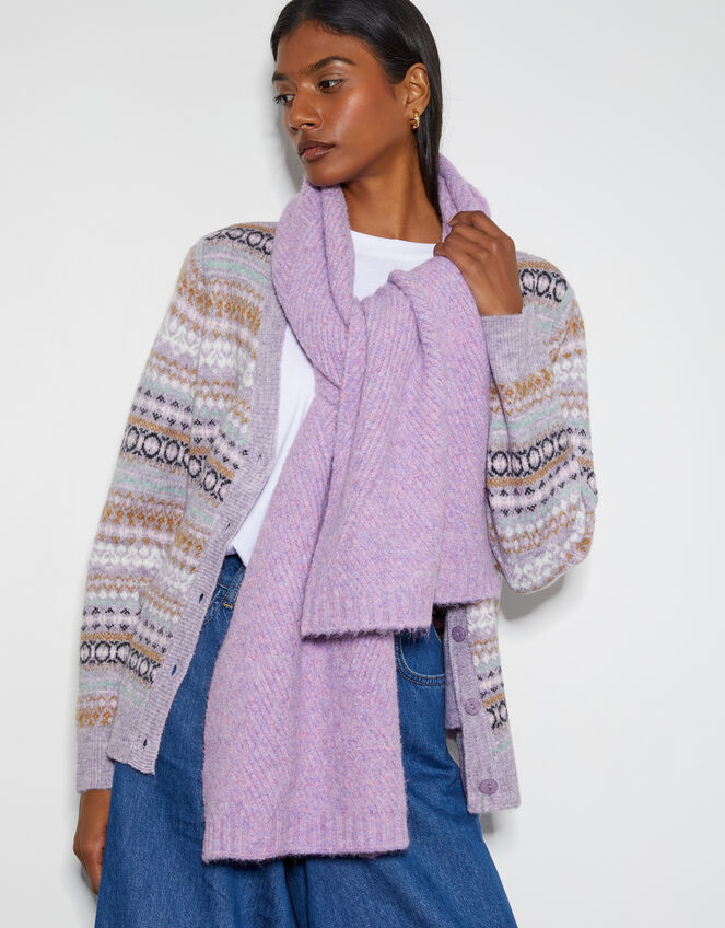 Taffy Rib Knit Scarf, Purple (LILAC), large