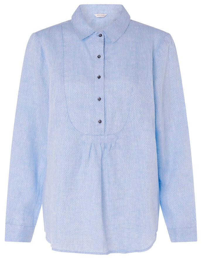 Dobby Shirt in Pure Linen Blue | Tops & T-shirts | Monsoon UK.