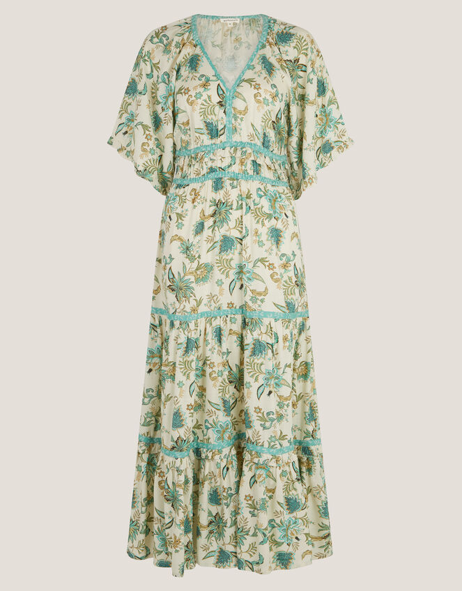 Saoirse Floral Tiered Midi Dress, Ivory (IVORY), large