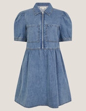 Adeena Zip Denim Mini Dress, Blue (DENIM BLUE), large