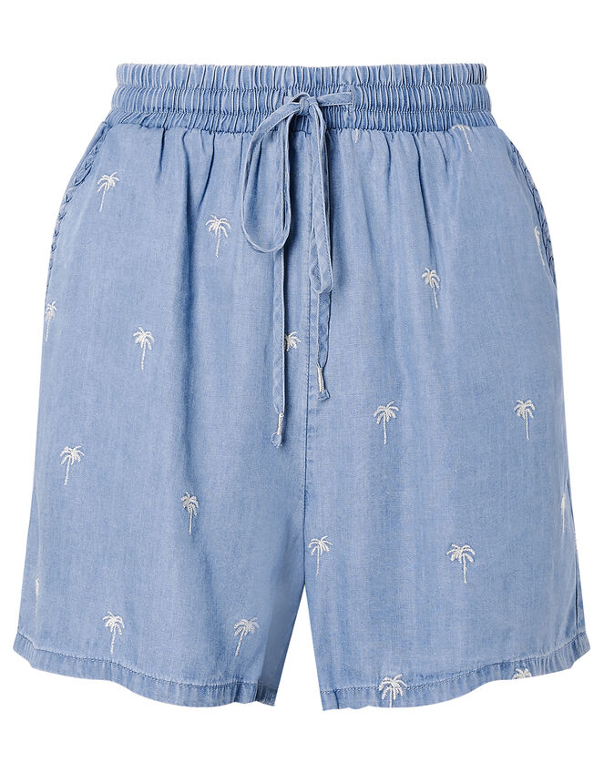 Palm Tree Shorts in LENZING™ TENCEL™ , Blue (DENIM BLUE), large