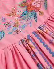 Aurelia Tropical Floral Puff Sleeve Dress, Pink (PINK), large