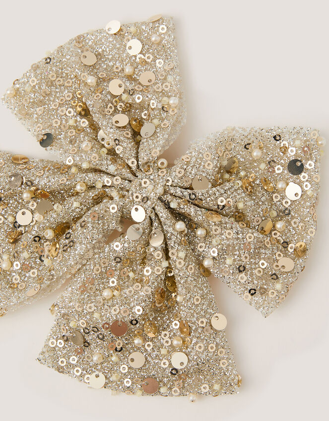 Embellished Bow Hair Clip, , large