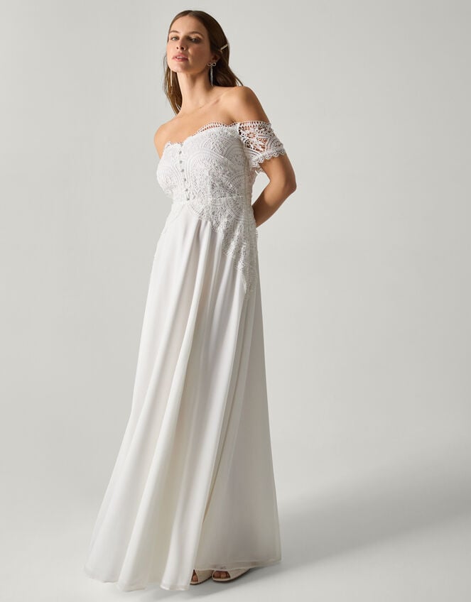 Maddie Off-Shoulder Wedding Dress, Ivory (IVORY), large