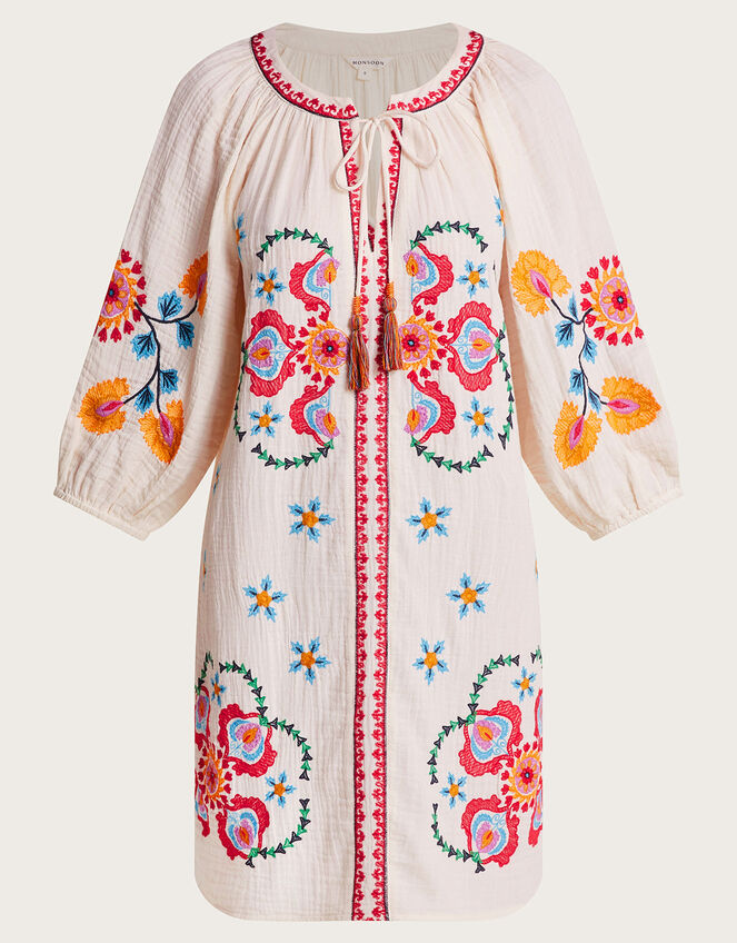 Opal Embroidered Kaftan Dress, Ivory (IVORY), large