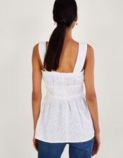 Broderie Wide Strap Cami Top, White (WHITE), large